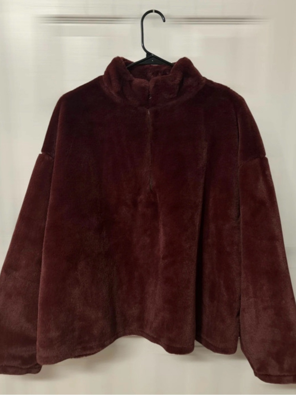 A New Day Faux Fur Jacket in Deep Burgundy Size: XL